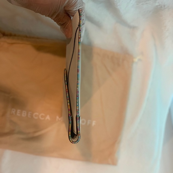 Rebecca Minkoff White Leather with colorful zipper detail Leo Clutch w/Dust Bag! - Picture 4 of 11